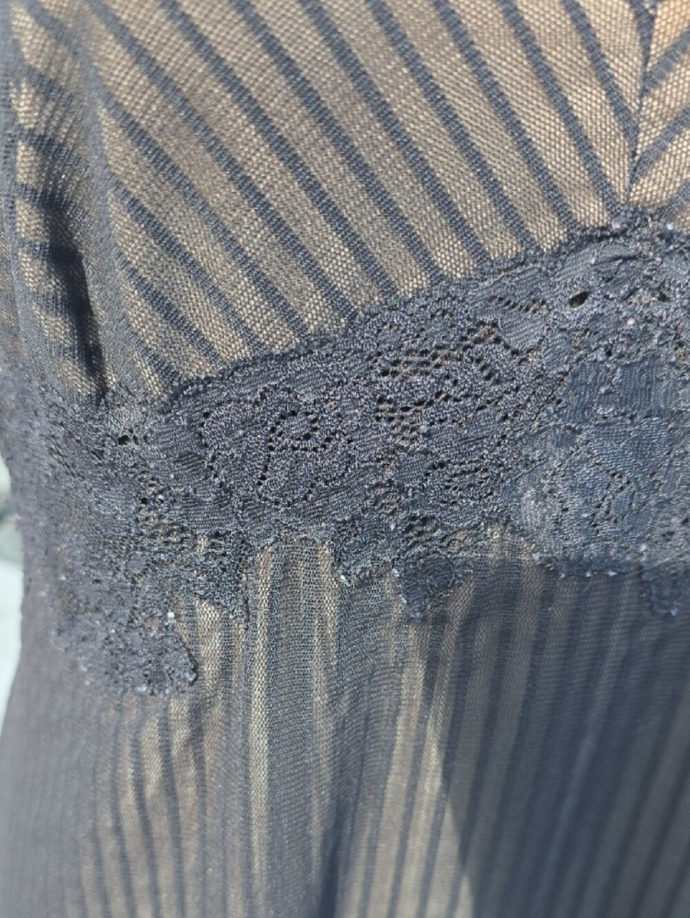 Soma Black Lace-Trim Chemise with Pinstripe Texture - Picture 6 of 8